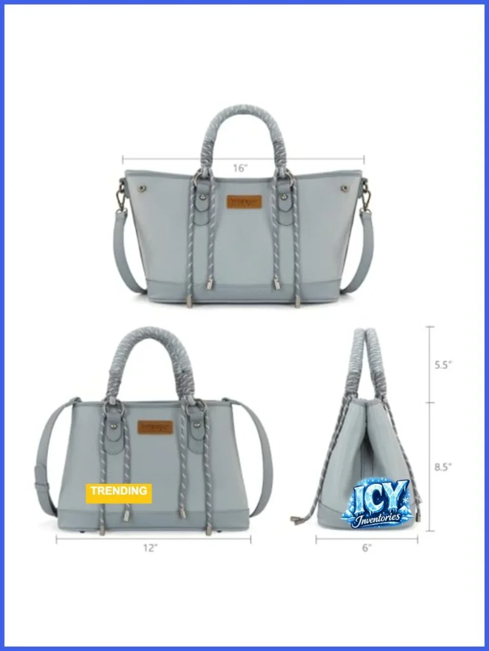 Vegan Leather Satchel Tote with Braided Rope Handle Crossbody Bag